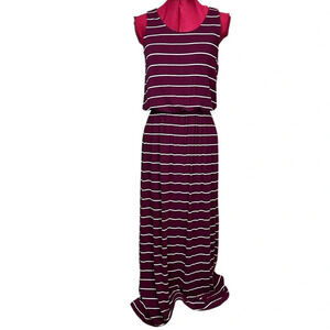 Merona stretch rayon jersey knit striped sleeveless maxi dress.